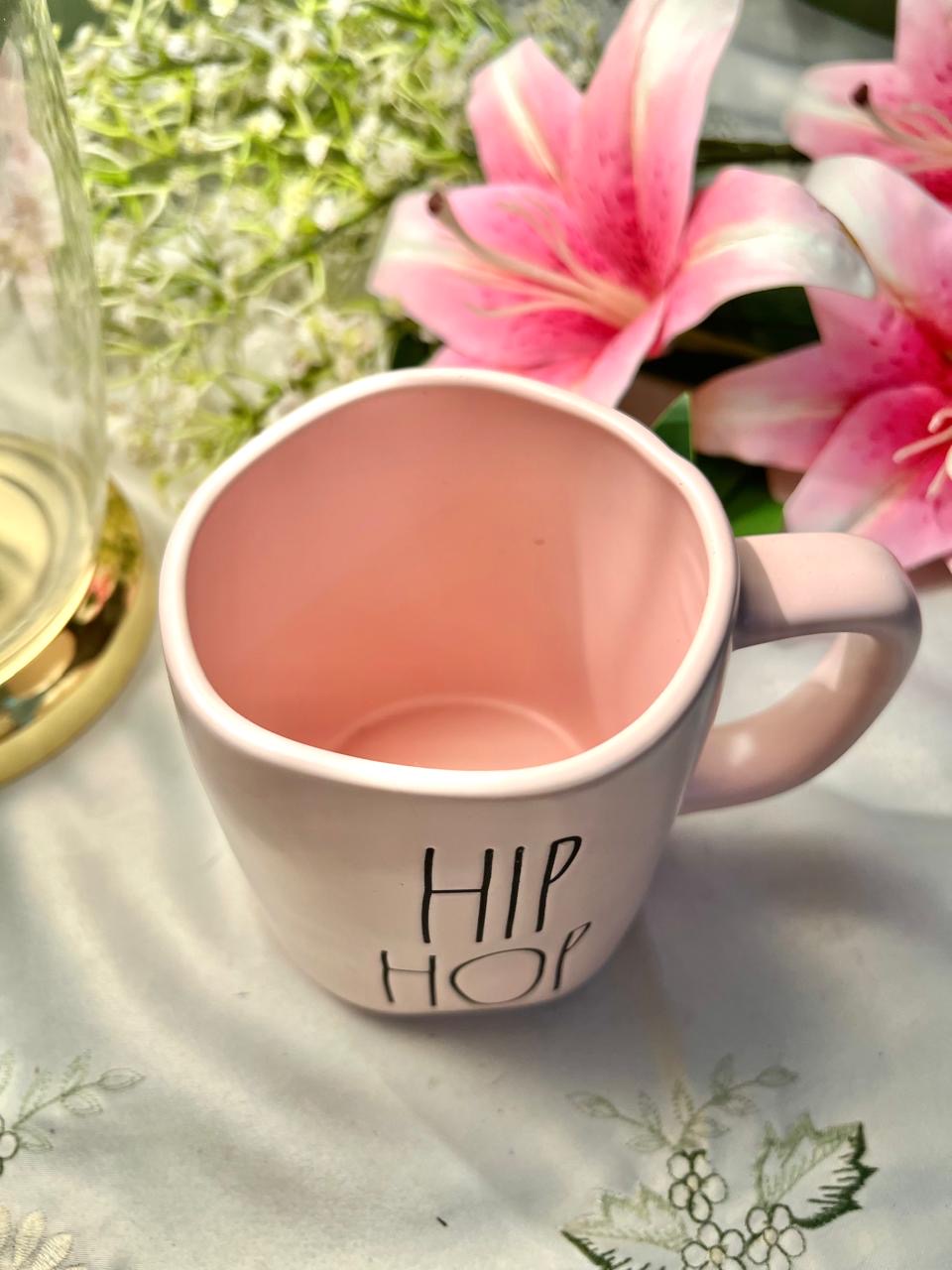 Hand Painted Rae Dunn Hip Hop Pink Ceramic Mug – 12cm
