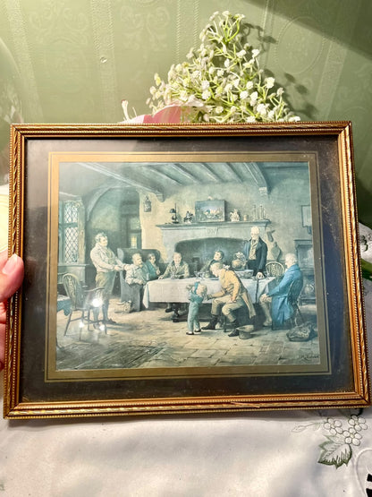 Vintage "The Landlord's Birthday " by British artist Margaret Isabel Dovaston Painting Framed (1884-1954) 11 inches