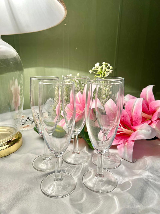 Clear Crystal Champagne Flutes 6.5" – Set of 5