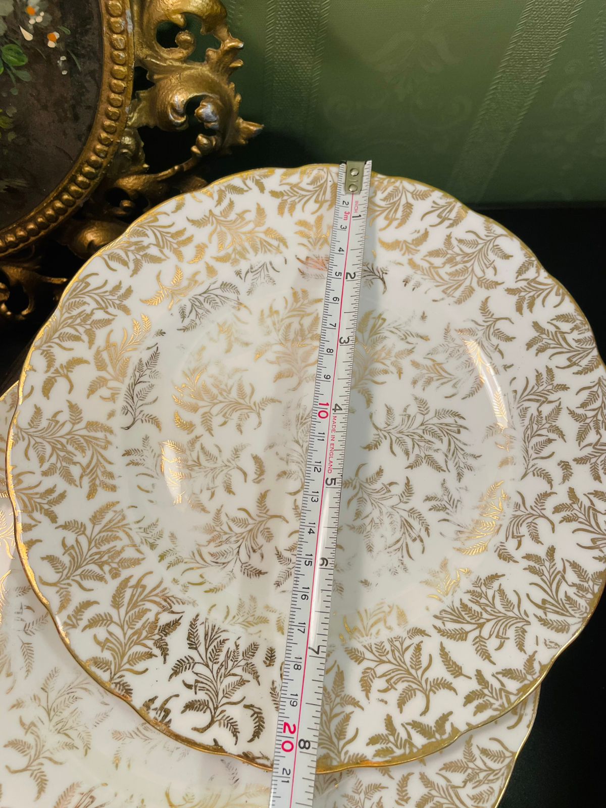 Set of 2 Gainsborough Bone China Gold Floral Plater England