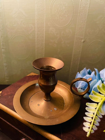 Vintage Brass Chamberstick Candle Holder 4 Inch