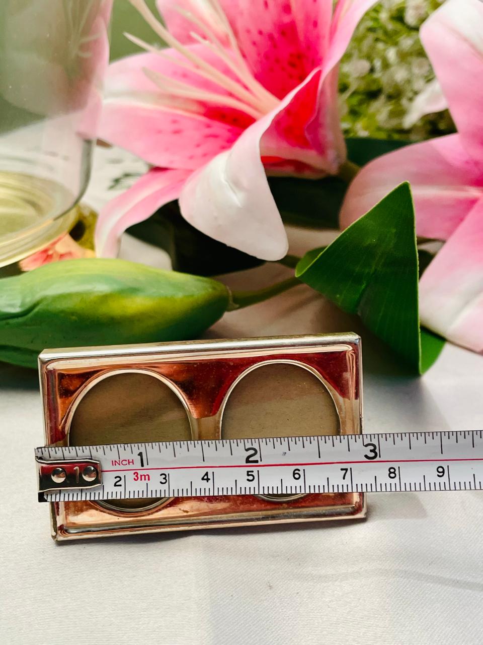 Brass Double Oval Mini Photo Frame Metallic-Tone 8 cm