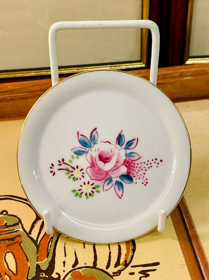 Vintage Floral Bone China Trinket Dish – Mini Jewellery Plate