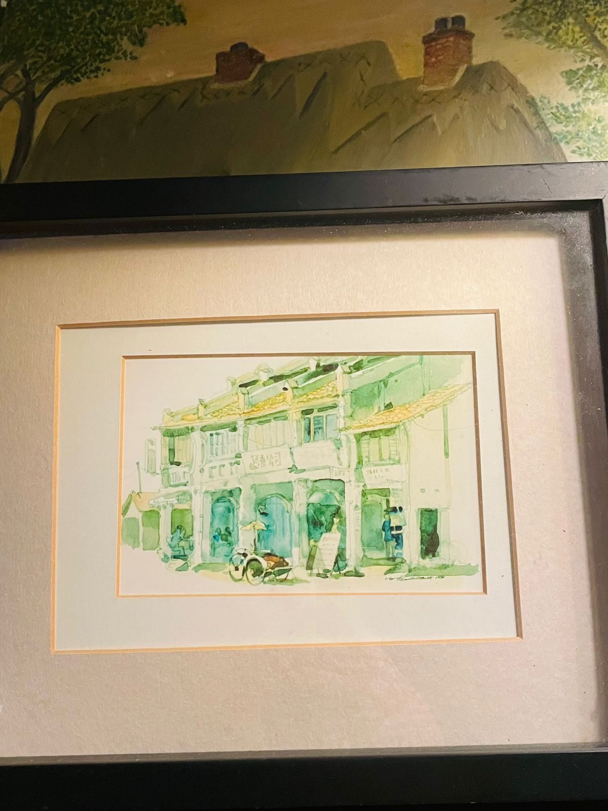Set of 2 Original Watercolour Frames by Tan Choon Ghee | Penang Street Scene (1978)