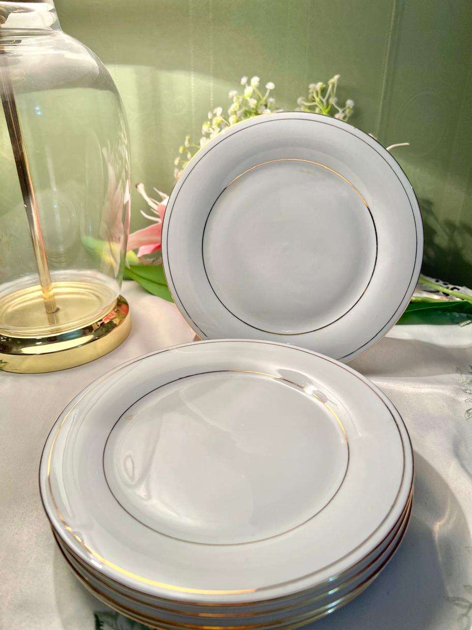 Crown Ming Fine China Gold Trim Plates Set of 5, 19 cm