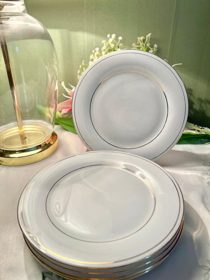 Crown Ming Fine China Gold Trim Plates Set of 5, 19 cm