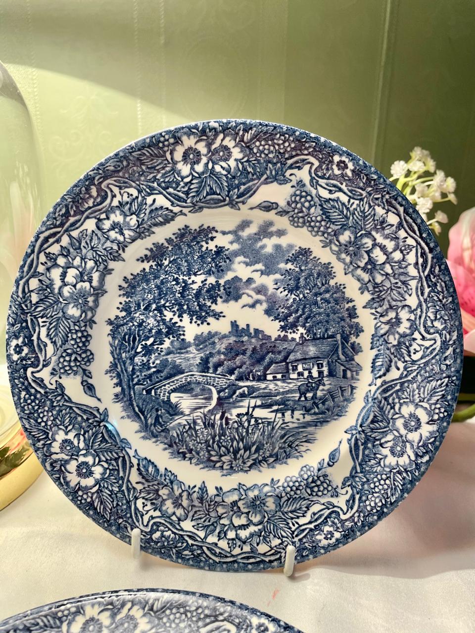 Blue & White British Ironstone 2-Piece decor Plate Set of 2 , 7 in
