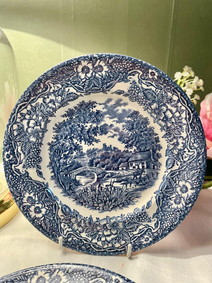 Blue & White British Ironstone 2-Piece decor Plate Set of 2 , 7 in