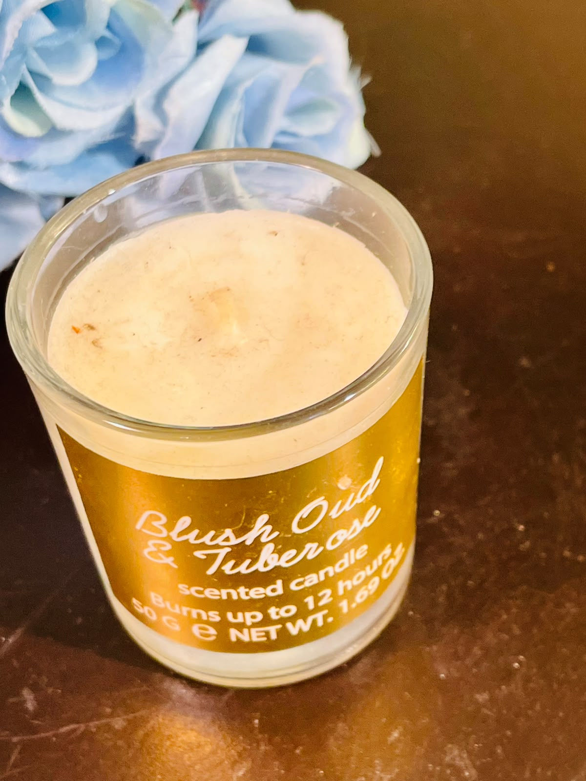 Blush Oud & Tuberose Scented Candle – Glass Jar 8cm