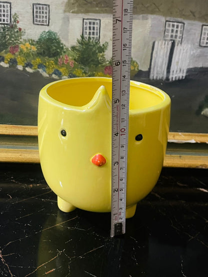 Cute Yellow Chick Ceramic Planter – 5.5” Fun Animal Pot | Made in England