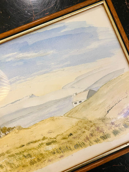 Framed Coastal Landscape Watercolour Painting 13 inch