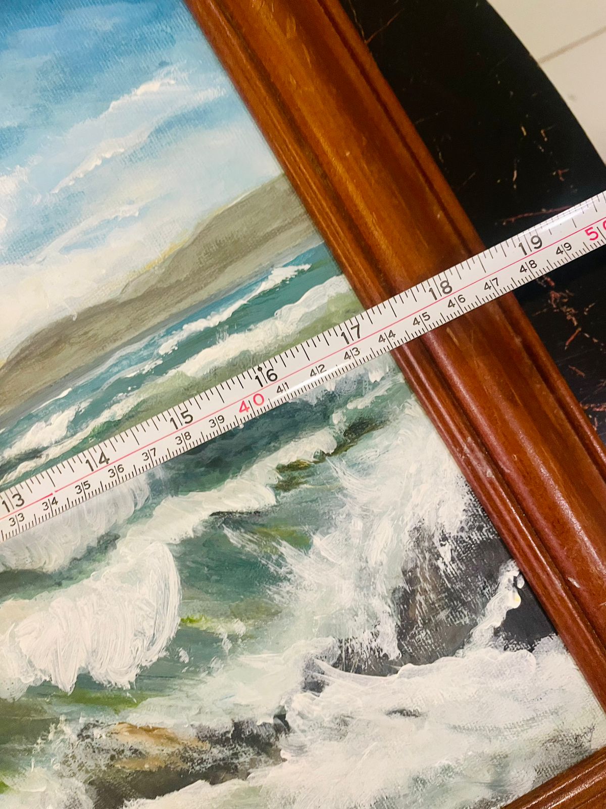 Framed Seascape Painting with Wooden Frame 19 inch