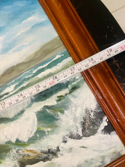 Framed Seascape Painting with Wooden Frame 19 inch