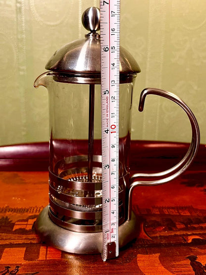 Stainless Steel French Press Coffee Maker | Glass Coffee Press | 7 Inch