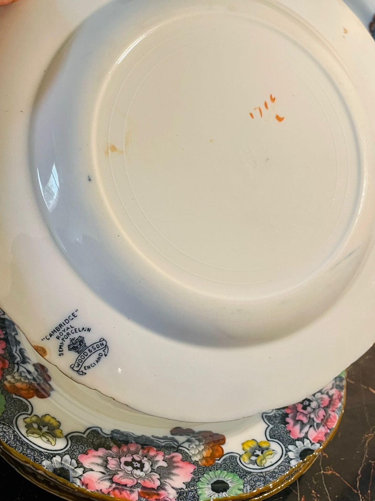 Set of 6 Vintage Cambridge Royal Semi-Porcelain Dinner Plates – Wood & Son England