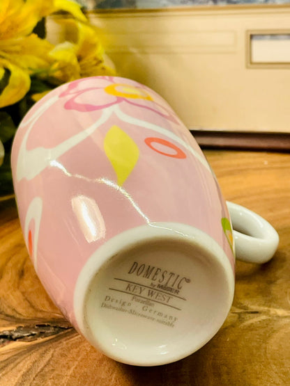Domestic Key West Floral Porcelain Mug | Pink Latte Cup