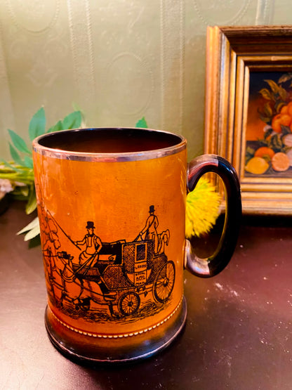 Vintage Horse Carriage Ceramic Tankard Mug 5 Inch