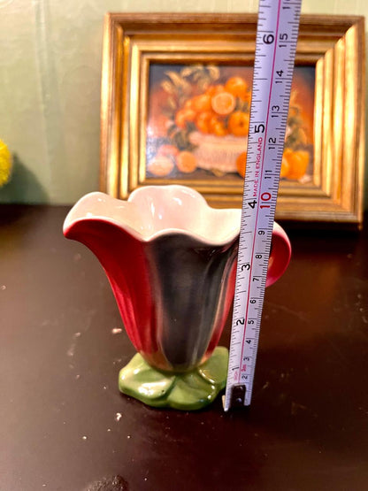7 Inch Tulip-Shaped Ceramic Vase – Hand-Painted Floral Pottery