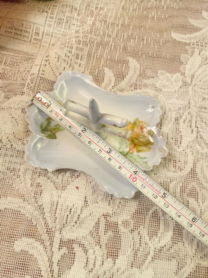 Vintage Floral Porcelain Ring Holder 4 inch