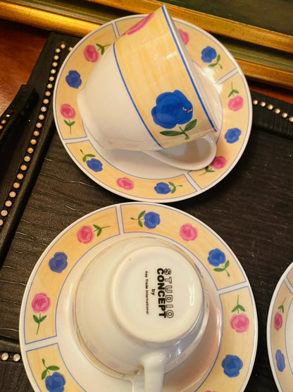 4 Cup Saucers set, Tea Set, (1200/-) Hand painted, England