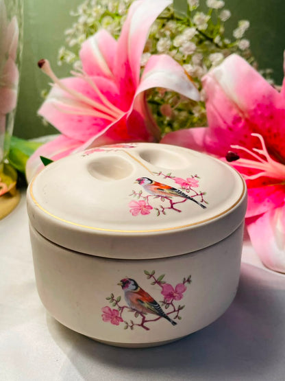 Porcelanas Ibis Floral Bird Lidded Porcelain Dish Approx. 10 cm