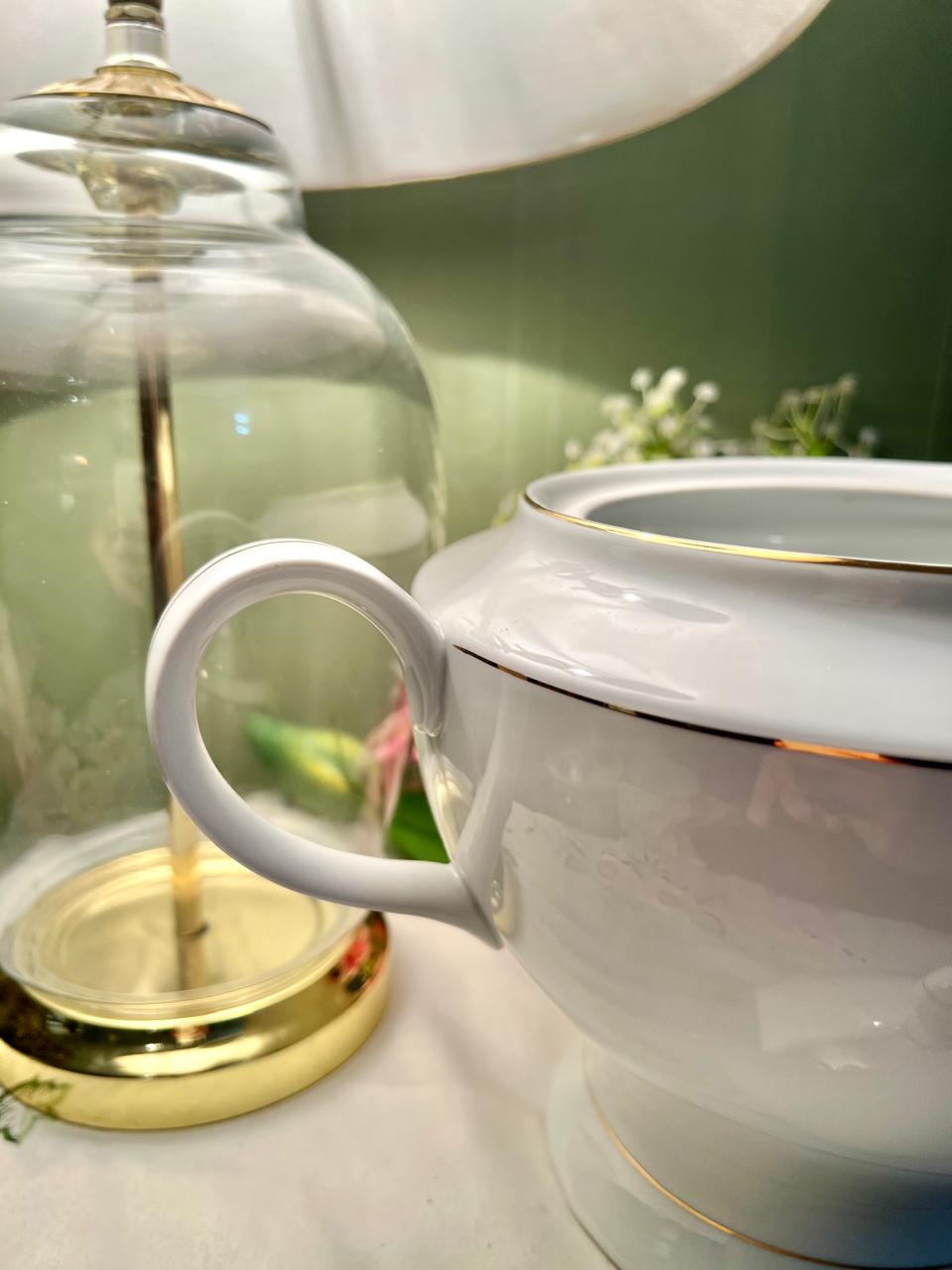 Excelsior Fine Porcelain White Gold Lidded Soup Tureen 23cm