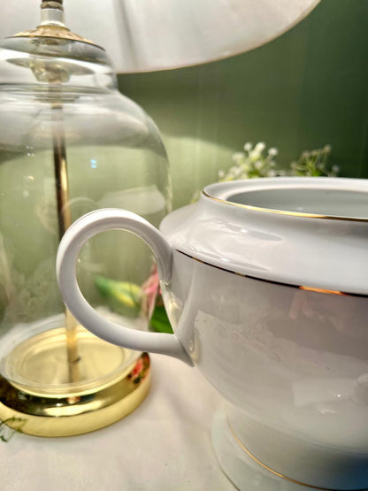 Excelsior Fine Porcelain White Gold Lidded Soup Tureen 23cm