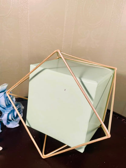 Modern Mint Green Metal Planter with Gold Stand – 7 Inch