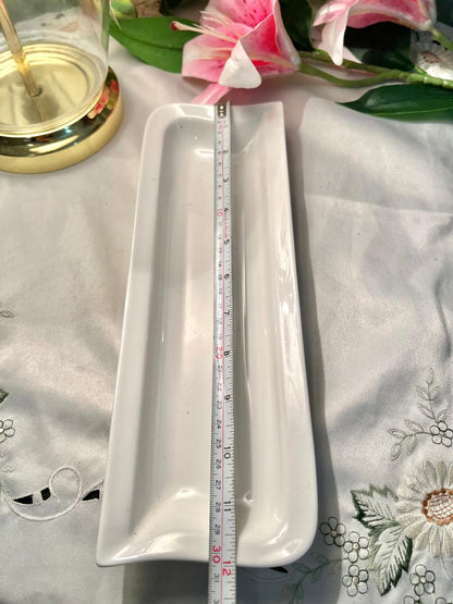 Dunelm Hotel Chelsea White Rectangular Serving Platter – 30 cm Porcelain Plater