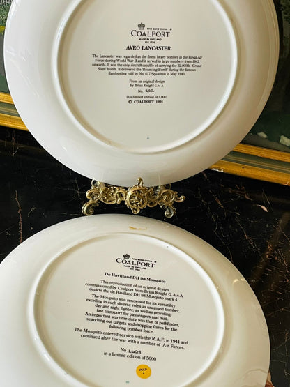 Pair of Coalport “The Lancaster Avro” Limited Edition World War II Decorative Plates – Pair – Made in England