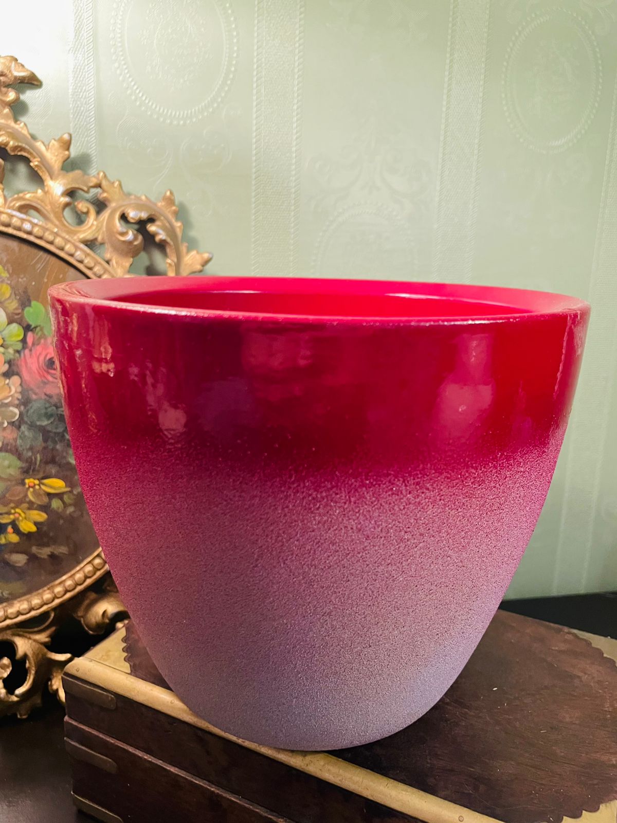 Red Ombre Ceramic Plant Pot 6 Inch Modern Home Decor