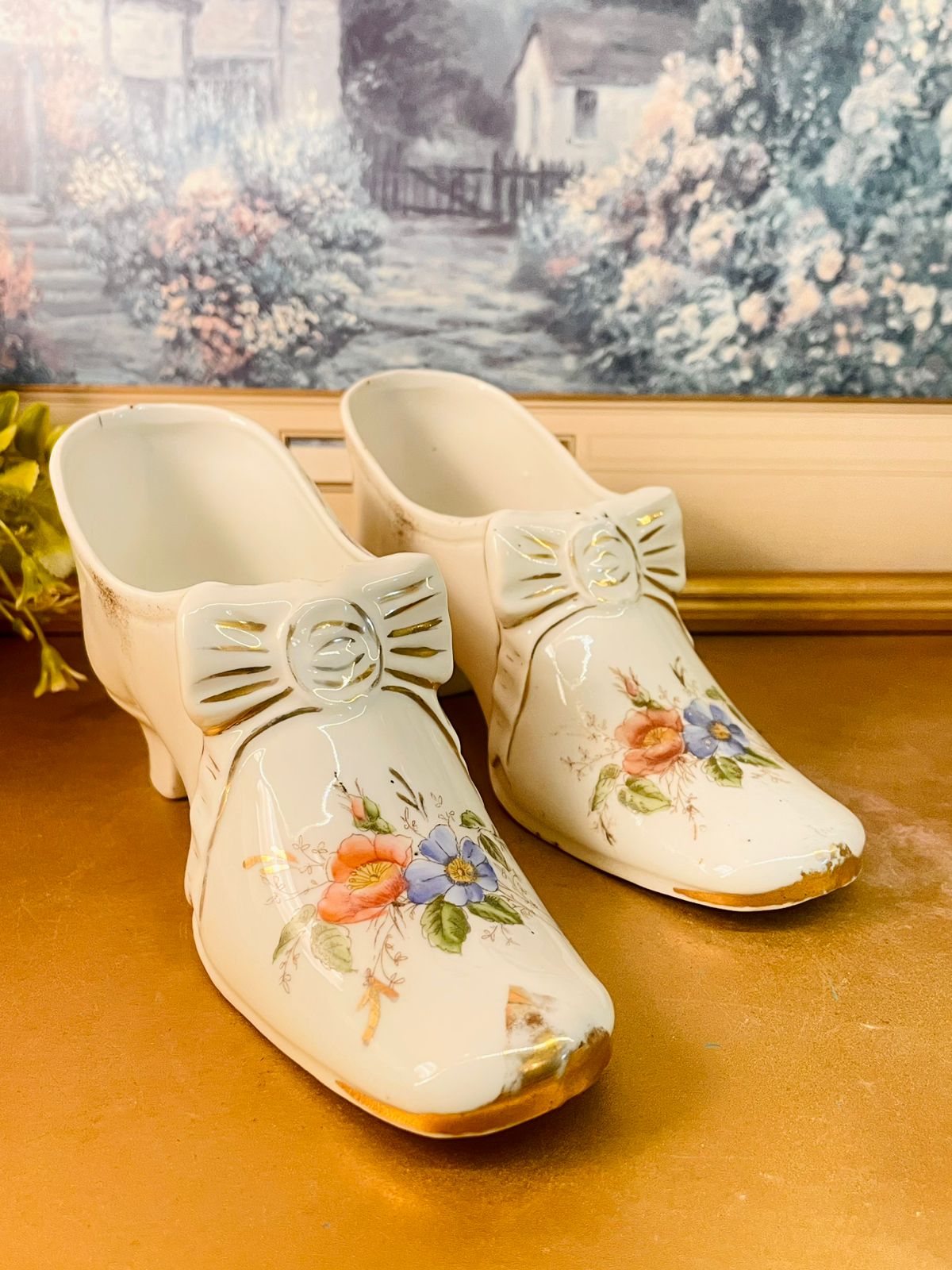 Pair of Vintage Ceramic Shoe Planters Made in Germany