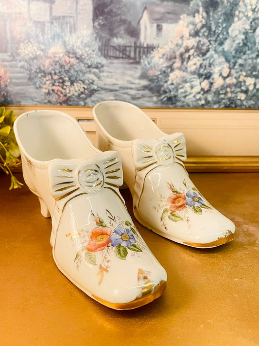 Pair of Vintage Ceramic Shoe Planters Made in Germany
