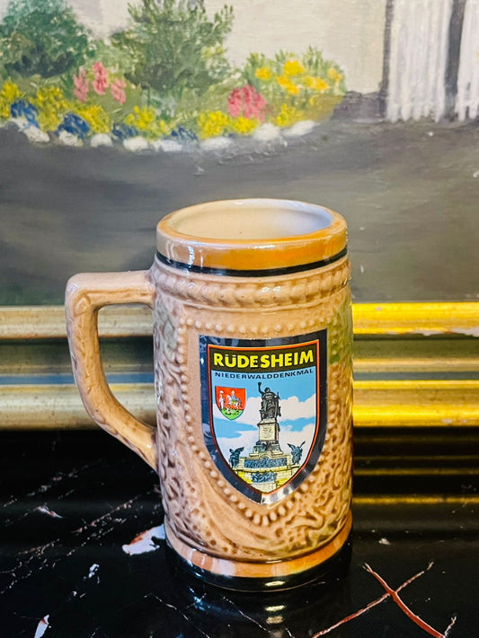 Vintage Ceramic Stein – Embossed Tavern Scene Collectible Mug