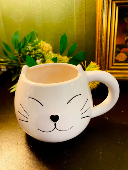 Cute Cat Face Ceramic Mug 4 Inch Novelty Coffee Mug