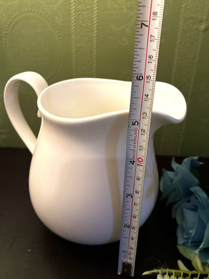Vintage White Ceramic Milk Jug Classic Cottage Pitcher