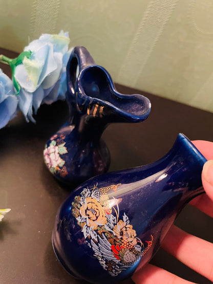 Vintage Cobalt Blue Mini Vase & Pitcher Set