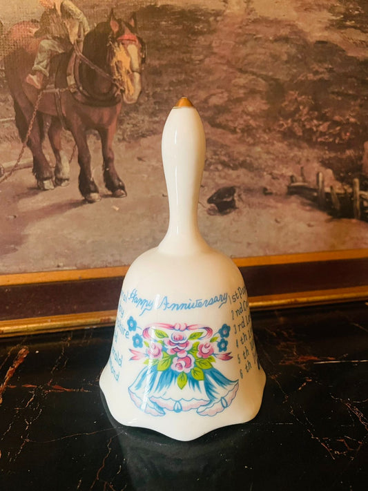 Vintage English Porcelain Table Bell – Floral Design