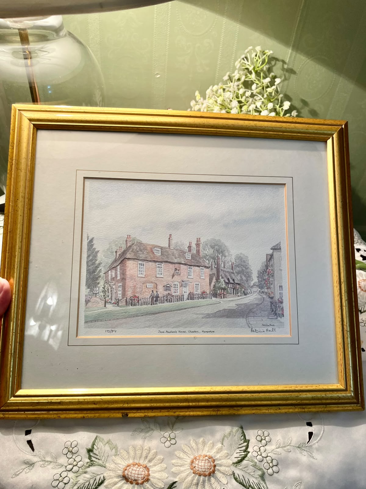 Vintage Jane Austen’s House Chawton Framed Art Water Color Painting 13 inches