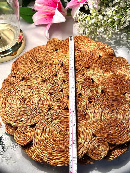 Golden Woven Spiral Placemat Set 4-Piece 11.5 Inch