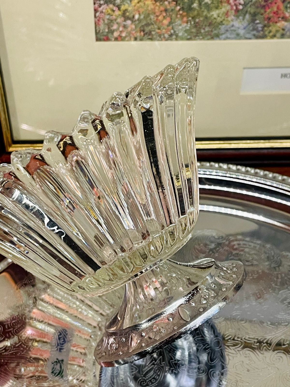 Vintage Pressed Glass Pedestal Dessert Bowl – Elegant Display Piece