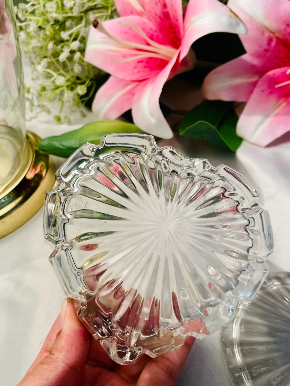 Clear Crystal Heart-Shaped Lidded Trinket Dish 4 in