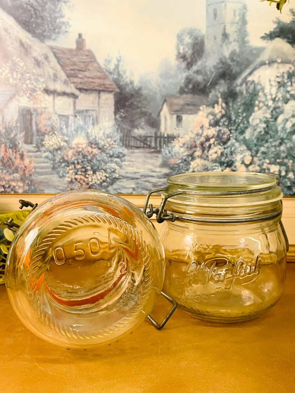 Set of 2 Airtight Glass Jars Clip Lock Storage