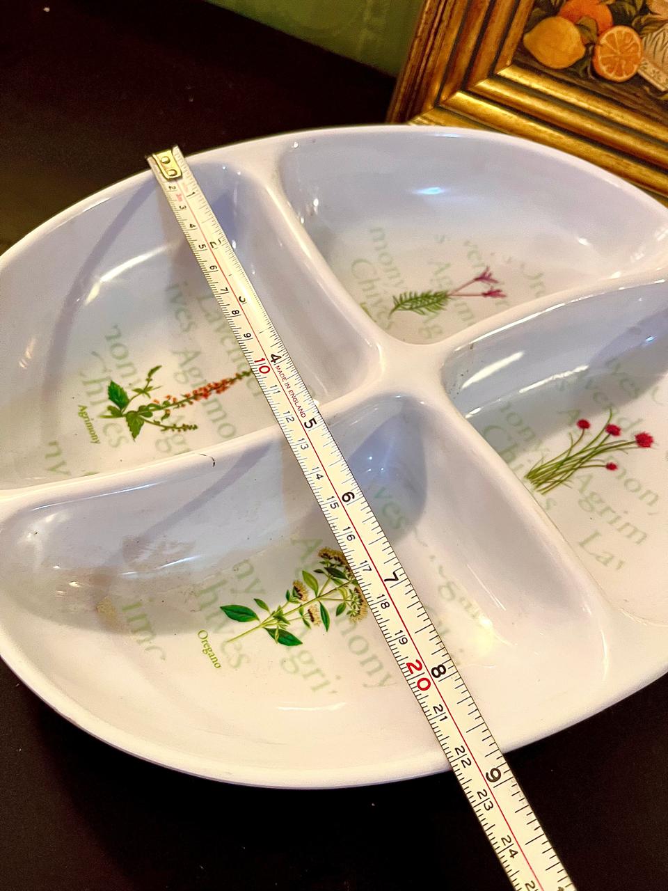 Vintage Botanical Divided Ceramic Serving Platter
