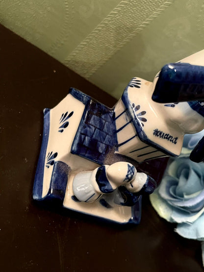 Delft Blue Ceramic Holland Windmill Figurine 5 Inch