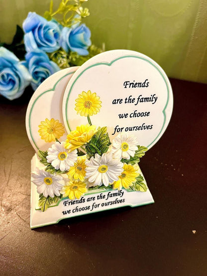 Vintage Friends Floral Coaster Set with Holder 5 Inch