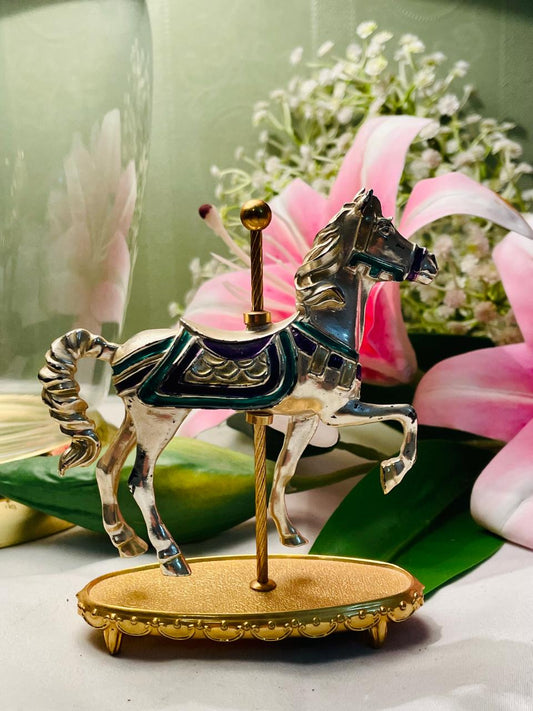 Vintage Brass Carousel Horse Figurine on  – Approx. 11 cm