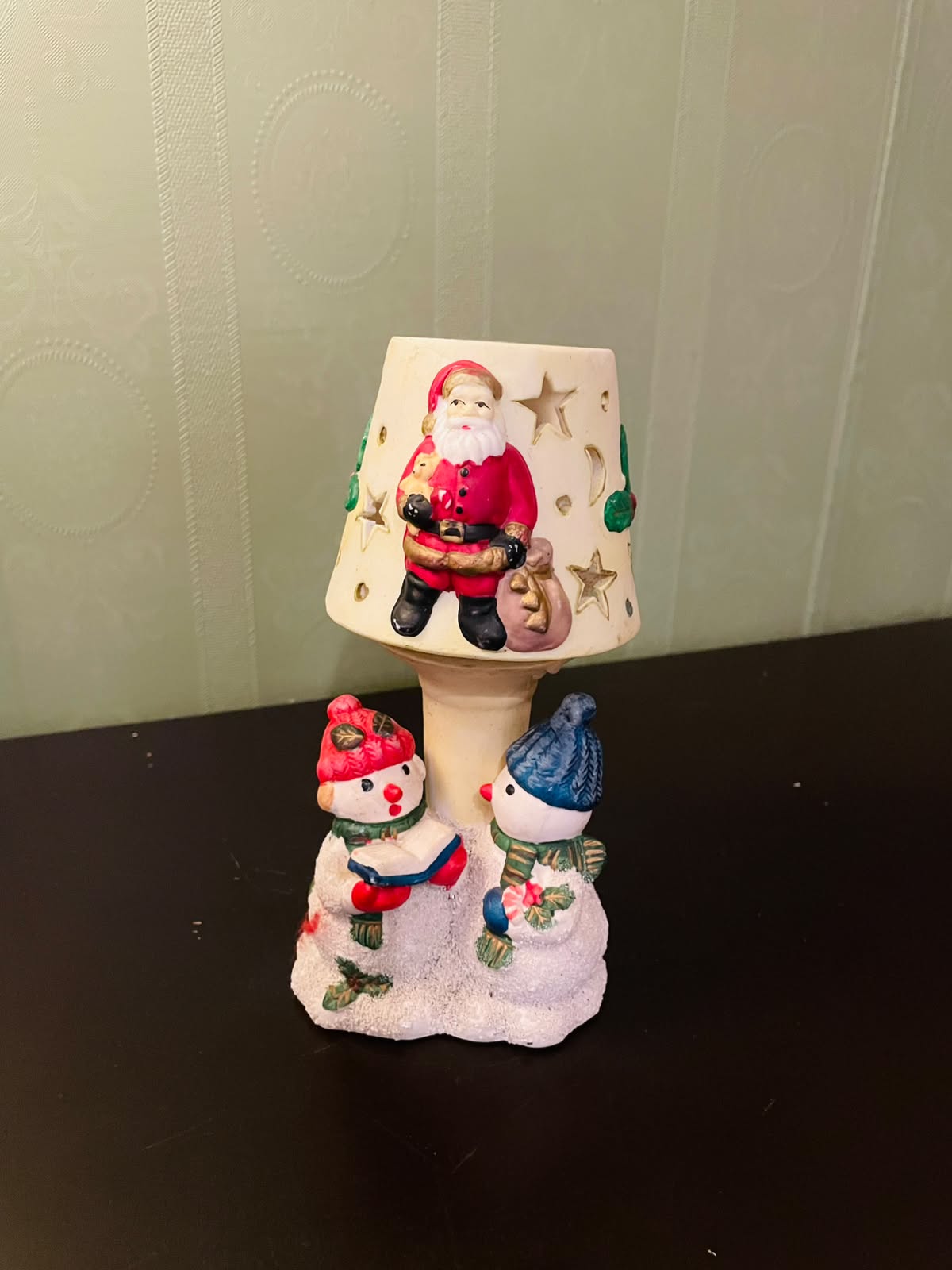Santa Snowman Ceramic Tealight Candle Holder