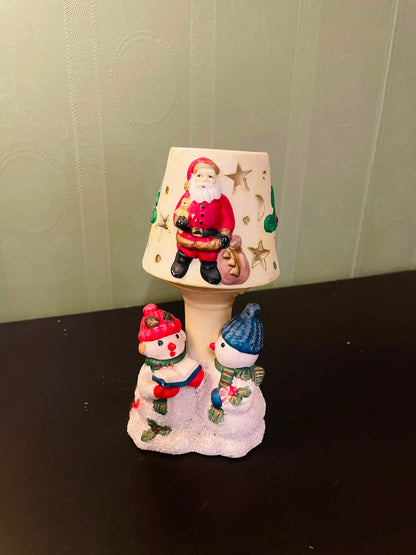 Santa Snowman Ceramic Tealight Candle Holder