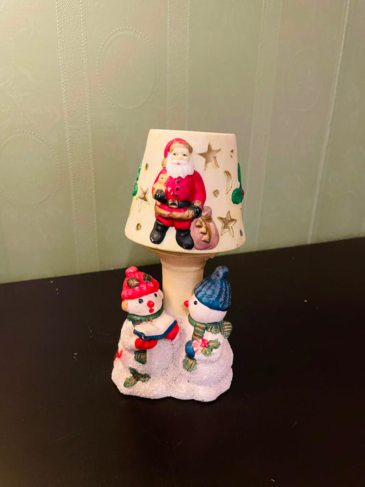 Santa Snowman Ceramic Tealight Candle Holder
